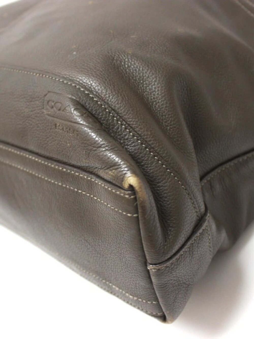 COACH 70490 Hand Bag Tote Bag Leather Green/khaki - Picture 4 of 11